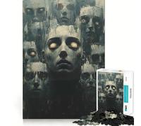 Rompecabezas de 1000 Piezas con rostros surrealistas Pintados en Tonos Oscuros para Adolescentes Juguete de lógica Fuerte Que relaja la Mente Bordes definidos Sorpresa de cumpleaños 50x75cm