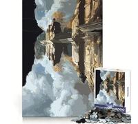 Rompecabezas de 1000 Piezas con ruinas de templos reflejadas para Adolescentes Mejora la Memoria Ideal para Relajarse Bordes precisos Regalo Elegante (38x26cm)
