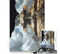 Rompecabezas de 1000 Piezas con ruinas de templos reflejadas para Adultos Juguete de lógica Fina para el Tiempo Libre Arte de Bordes limpios y Coleccionable (38x52cm)