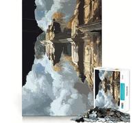 Rompecabezas de 1000 Piezas con ruinas de templos reflejadas para Adultos Juguete de lógica Fina para el Tiempo Libre Arte de Bordes limpios y Coleccionable (38x52cm)