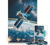 Rompecabezas de 1000 Piezas con satélite orbitando la Tierra para Adultos Juguete de lógica Estimulante para un Juego Relajante Bordes Transparentes Regalo conmovedor (50x75cm)