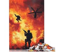 Rompecabezas de 1000 piezas con silueta de acción militar, rompecabezas rectangulares creativos de papel para adultos, grandes rompecabezas de juego educativo para familias 1000 piezas (75x50 cm)