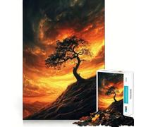 Rompecabezas de 1000 Piezas con Silueta de árbol al Atardecer para Adultos Mejora la Memoria Alegría Familiar Diseño para armar Elige tu Deseo de Papá Noel 38x26cm