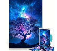 Rompecabezas de 1000 Piezas con Silueta de árbol bajo Cielo Estrellado para Adolescentes Ideal para Mejorar la Memoria y el Tiempo Libre Diseño de Corte sólido Artículo de Papá Noel 50x75cm