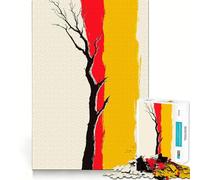Rompecabezas de 1000 Piezas con Silueta de árbol en Rojo y Amarillo para Adolescentes Juguete para desarrollar la lógica, Ligero y Relajante Corte preciso Regalo clásico 50x75cm