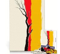 Rompecabezas de 1000 Piezas con Silueta de árbol en Rojo y Amarillo para Adolescentes Juguete para desarrollar la lógica, Ligero y Relajante Corte preciso Regalo clásico 50x75cm