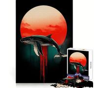 Rompecabezas de 1000 Piezas con Silueta de Ballena y Sol Rojo para Adolescentes Actividad Mental Tiempo Bien invertido Bordes impecables (38x52cm)