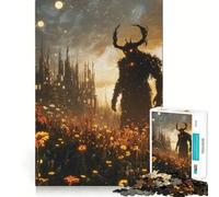 Rompecabezas de 1000 Piezas con Silueta de Demonio en un Campo para Adultos Juguete Inteligente, Divertido y silencioso Corte preciso 38x52cm