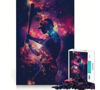 Rompecabezas de 1000 Piezas con Silueta de Galaxia y béisbol,Piezas de Ajuste preciso,Juego cognitivo,Regalo,Momento Acogedor y Divertido,Escena navideña,Arte (38x26cm)