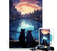 Rompecabezas de 1000 Piezas con Silueta de Gato y Aspecto Urbano para Adolescentes Mejora la Memoria, estimula el Juego Relajante y Tiene Bordes limpios Artículo de Santa Claus 38x52cm