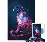 Rompecabezas de 1000 Piezas con Silueta de Guepardo y Galaxia,Corte Exacto,Arte Creativo,Juego Mental,Tiempo de Juego Tranquilo,Regalo de cumpleaños para Aficionados (50x75cm)