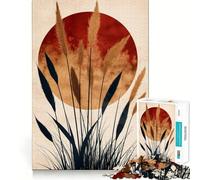 Rompecabezas de 1000 Piezas con Silueta de Hierba y Sol para Adultos Juguete para Pensar, Calma, relajación, Corte Limpio, decoración de Pared 38x52cm