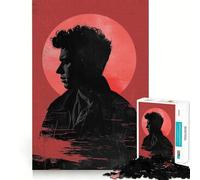 Rompecabezas de 1000 Piezas con Silueta de Hombre sobre Fondo Rojo para Adolescentes Juguete antiestrés con Corte preciso y Lista de Deseos de Papá Noel 50x75cm