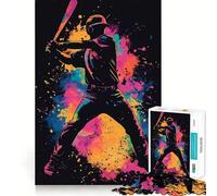 Rompecabezas de 1000 Piezas con Silueta de Jugador de béisbol Arte de Corte preciso Juego Creativo para ejercitar la Mente Juego fácil Decoración navideña (50x75cm)