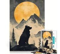 Rompecabezas de 1000 Piezas con Silueta de Lobo y Luna Juego cognitivo Divertido Componentes Resistentes y de Corte Limpio Momento de Tranquilidad y Ejercicio Mental en casa (38x26cm)