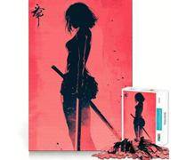 Rompecabezas de 1000 Piezas con Silueta de Mujer samurái para Adolescentes Juego Inteligente para fomentar la convivencia y Crear una Obra de Arte 38x26cm