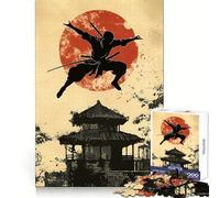 Rompecabezas de 1000 Piezas con Silueta de Ninja y Templo japonés para Adolescentes Juguete para desarrollar la lógica y la Capacidad de relajación Corte preciso Regalo Ideal (38x26cm)