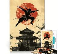 Rompecabezas de 1000 Piezas con Silueta de Ninja y Templo japonés para Adolescentes Juguete para desarrollar la lógica y la Capacidad de relajación Corte preciso Regalo Ideal (38x26cm)