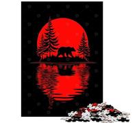 Rompecabezas de 1000 Piezas con Silueta de Oso y Reflejo de Sol Rojo Rompecabezas para Adolescentes Carrera de Velocidad Manual Ideal y Navidad Un desafío para la Inteligencia Cerebral Juguetes