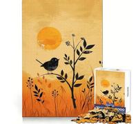 Rompecabezas de 1000 Piezas con Silueta de pájaro al Atardecer para Adolescentes Juguete de lógica sólida, Divertido y Relajante Corte de precisión Artículo de Santa Claus 50x75cm