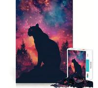 Rompecabezas de 1000 Piezas con Silueta de Pantera galáctica para Adolescentes Juguete Inteligente y Divertido Arte Coleccionable de Corte nítido (38x52cm)