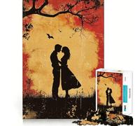 Rompecabezas de 1000 Piezas con Silueta de Pareja al Atardecer para Adultos Juguete de lógica precisa para el hogar y el Ocio Regalo conmovedor 38x26cm