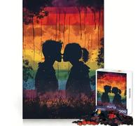Rompecabezas de 1000 Piezas con Silueta de Pareja besándose para Adolescentes Juego Inteligente para Fortalecer los Lazos Familiares Obra de Arte para armar 38x26cm