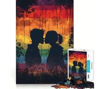 Rompecabezas de 1000 Piezas con Silueta de Pareja besándose para Adultos y Adolescentes Ideal para Mejorar la Memoria, Relajarse, Cortar con precisión y Regalar 50x75cm