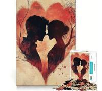 Rompecabezas de 1000 Piezas con Silueta de Pareja en un corazón para Adultos Juguete de lógica precisa para el hogar y el Ocio Regalo conmovedor 38x52cm