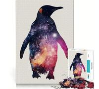 Rompecabezas de 1000 Piezas con Silueta de pingüino y Galaxia para Adultos Juguete de lógica y Entretenimiento Bordes Suaves Regalo conmovedor (50x75cm)