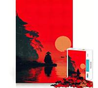 Rompecabezas de 1000 Piezas con Silueta de Puesta de Sol de samurái para Adultos Ideal para estimular la Memoria, Relajarse y Jugar con Rompecabezas Corte Suave Regalo de cumpleaños (38x26cm)