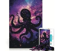 Rompecabezas de 1000 Piezas con Silueta de Pulpo y Galaxia para Adultos Juego Inteligente de Rompecabezas Divertido Montaje de imágenes Regalo de Temporada (50x75cm)