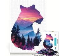 Rompecabezas de 1000 Piezas con Silueta de Puma para Adolescentes Juguete de Habilidad para Compartir Decoración de Pared con Corte preciso (38x26cm)