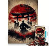 Rompecabezas de 1000 Piezas con Silueta de samurái y Puerta Torii para Adolescentes Juguete Mental para aliviar el estrés Corte Premium (38x26cm)
