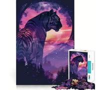Rompecabezas de 1000 Piezas con Silueta de Tigre y Galaxia para Adolescentes Mejora la Memoria y Alivia el estrés Corte Regalo Ideal 38x52cm