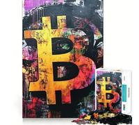 Rompecabezas de 1000 Piezas con símbolo de Bitcoin,Arte Abstracto,Bordes definidos,decoración Creativa,Juguete para desarrollar la Creatividad,diversión fácil, (38x52cm)