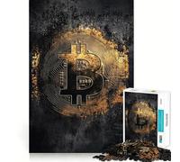 Rompecabezas de 1000 Piezas con símbolo de Bitcoin,Borde, Juego para desarrollar la Mente,Juego Lento,Divertido,Regalo de cumpleaños para la Mente (50x75cm)
