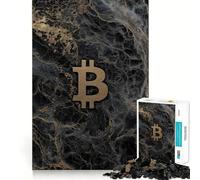 Rompecabezas de 1000 Piezas con símbolo de Bitcoin sobre mármol Decoración práctica y Funcional Ideal para Jugar y divertirse en Navidad (50x75cm)