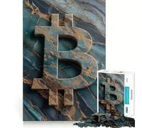 Rompecabezas de 1000 Piezas con símbolo de Bitcoin sobre mármol,diseño Limpio,decoración,Juego de concentración Mental,Juego para Momentos de Tranquilidad,Regalo de cumpleaños (38x26cm)