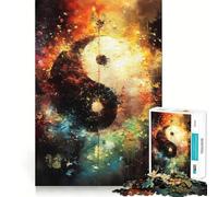 Rompecabezas de 1000 Piezas con símbolos Yin Yang Juego Mental Divertido con Piezas de Ajuste preciso Actividad Relajante para Grupos en Interiores (38x52cm)