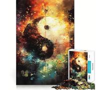 Rompecabezas de 1000 Piezas con símbolos Yin Yang para Adultos Juego de concentración Mental, Corte láser Actividad Nocturna Divertida para Toda la Familia (50x75cm)