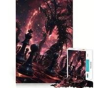 Rompecabezas de 1000 Piezas con Tablero de ajedrez y Dragones,Corte Premium,Juego Creativo para ejercitar la Mente,diversión y decoración navideña para la Pared (50x75cm)