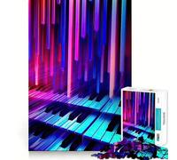 Rompecabezas de 1000 Piezas con Teclas de Piano Neon Sonata para Adultos Juguete para ejercitar la Mente Diseño Divertido y silencioso Regalo Original para armar (38x26cm)