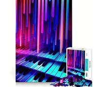 Rompecabezas de 1000 Piezas con Teclas de Piano Neon Sonata para Adultos, Juguete para ejercitar la Mente, Divertido y fácil de armar, Fiestas (50x75cm)