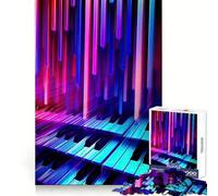 Rompecabezas de 1000 Piezas con Teclas de Piano Neon Sonata para Adultos, Juguete para ejercitar la Mente, Divertido y fácil de armar, Fiestas (50x75cm)