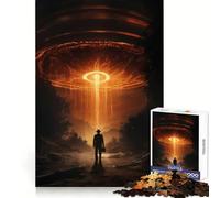 Rompecabezas de 1000 Piezas con temática de abducción alienígena por ovnis para Adolescentes Desarrolla la Capacidad analítica, es fácil de armar (50x75cm)