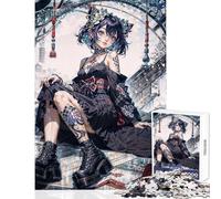 Rompecabezas de 1000 Piezas con temática de Anime Ciudad gótica Japonesa Juego Interactivo Ideal para Parejas Juguete Educativo con póster y Hoja de Preguntas a Juego (50x75cm)