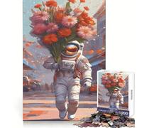 Rompecabezas de 1000 Piezas con temática de astronautas,astronautas y Flores para adolescentesIdeal para desarrollar la Capacidad de razonamiento,Relajarse y divertirseDiseño de Corte preciso