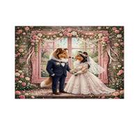 Rompecabezas de 1000 piezas con temática de boda con diseño de perro Collie para adultos, ceremonia de matrimonio, románticos rompecabezas impresos de madera, decoración de patrón de amor para parejas
