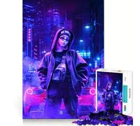 Rompecabezas de 1000 Piezas con temática de Chicas Adolescentes Estilo Cyberpunk neón Juguete para ejercitar la Mente Arte Relajante y Divertido Objeto de colección para armar (38x52cm)